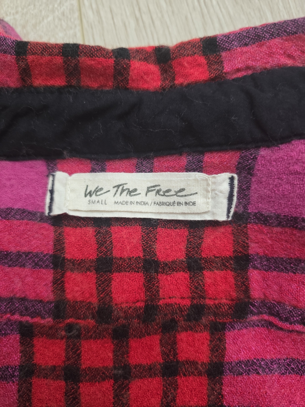 We The Free Pink & Red Plaid Button-Front Shirt Size S Cotton Wool - Picture 4 of 11